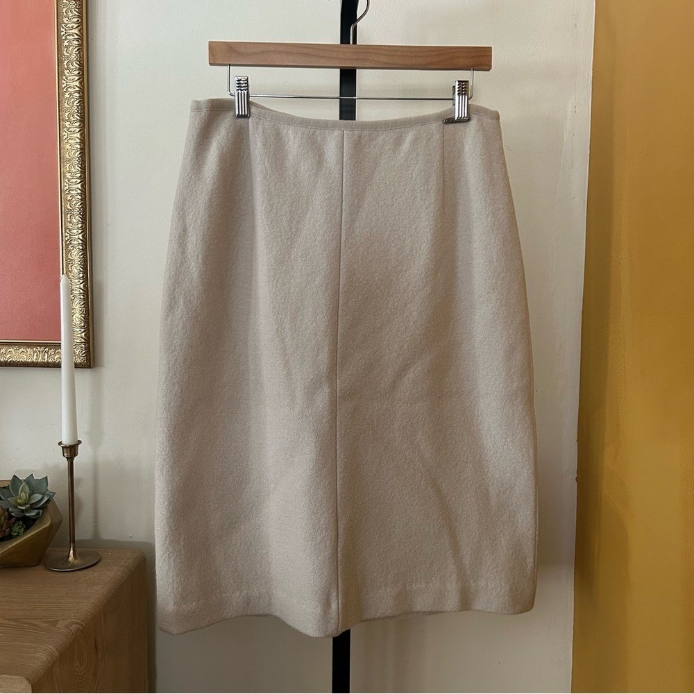 Geiger Austria Pure New Wool‎ Pencil Skirt Cream Quiet Luxury Old Money Size 42